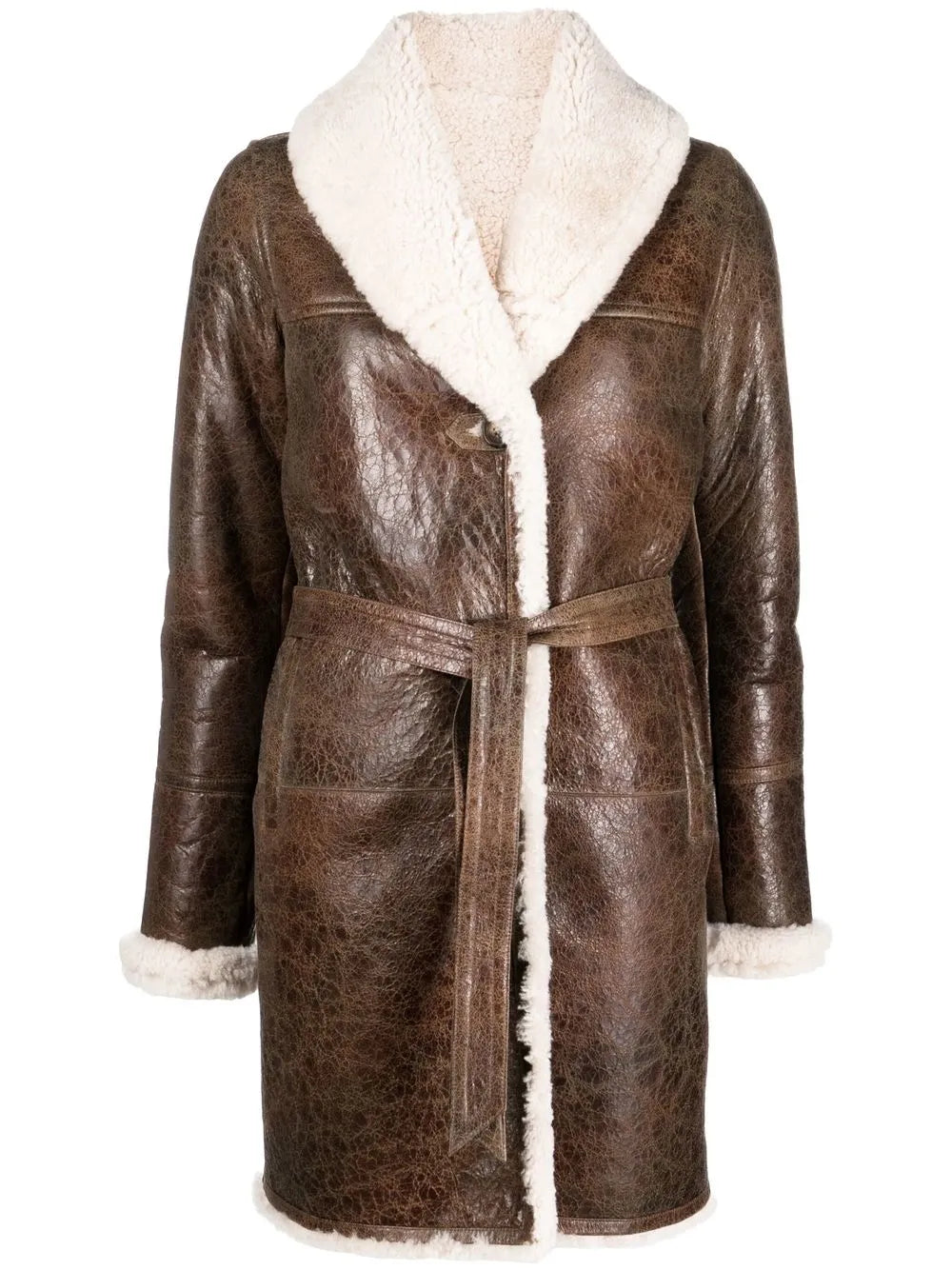 Single-Breasted Shearling Coat