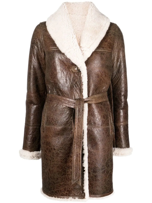 Single-Breasted Shearling Coat