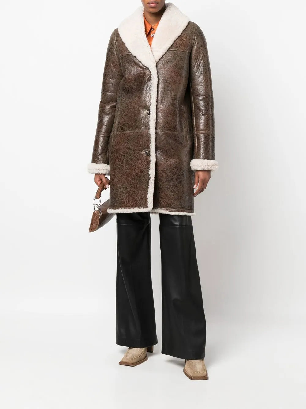 Single-Breasted Shearling Coat