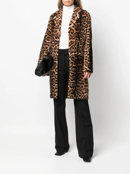 Leopard-Print Shearling Coat