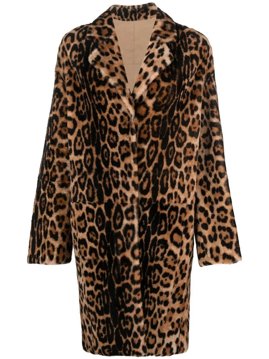 Leopard-Print Shearling Coat