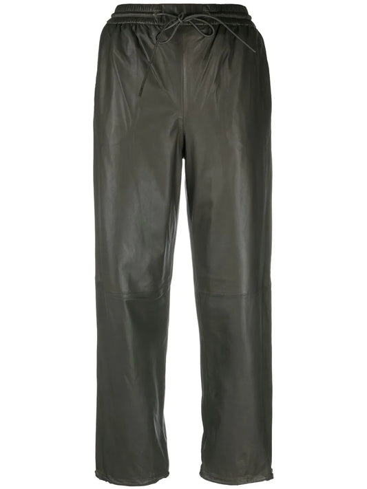 Drawstring-Waist Lambskin Trousers