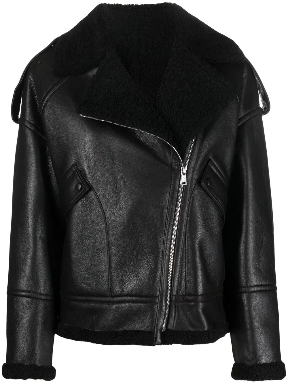 Cracked-Effect Biker Jacket