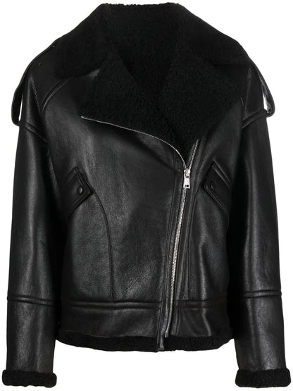 Cracked-Effect Biker Jacket