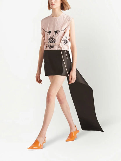 Draped Panel Satin Mini Skirt