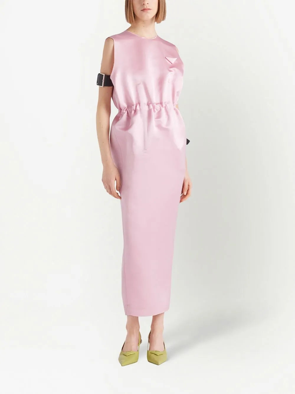 Ruched Satin Midi Dress