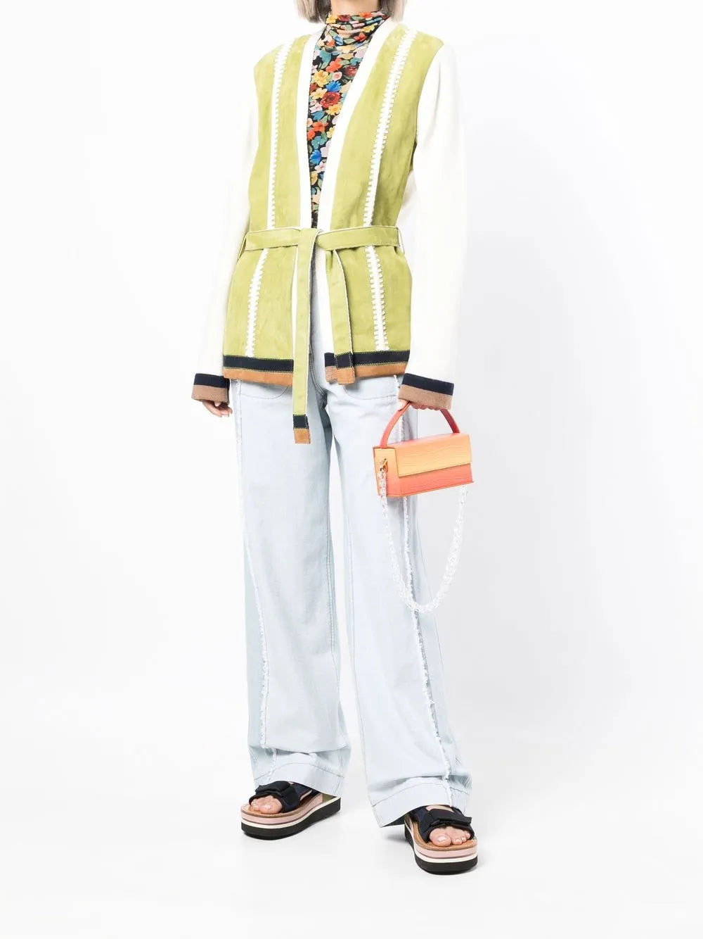 Two-Tone Belted Jacket