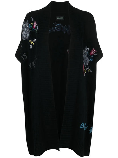 Embroidered Motif Cashmere Cardigan
