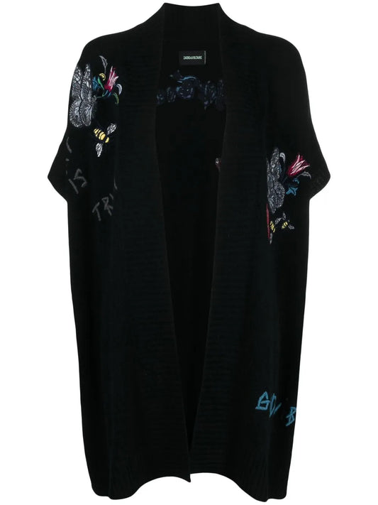 Embroidered Motif Cashmere Cardigan