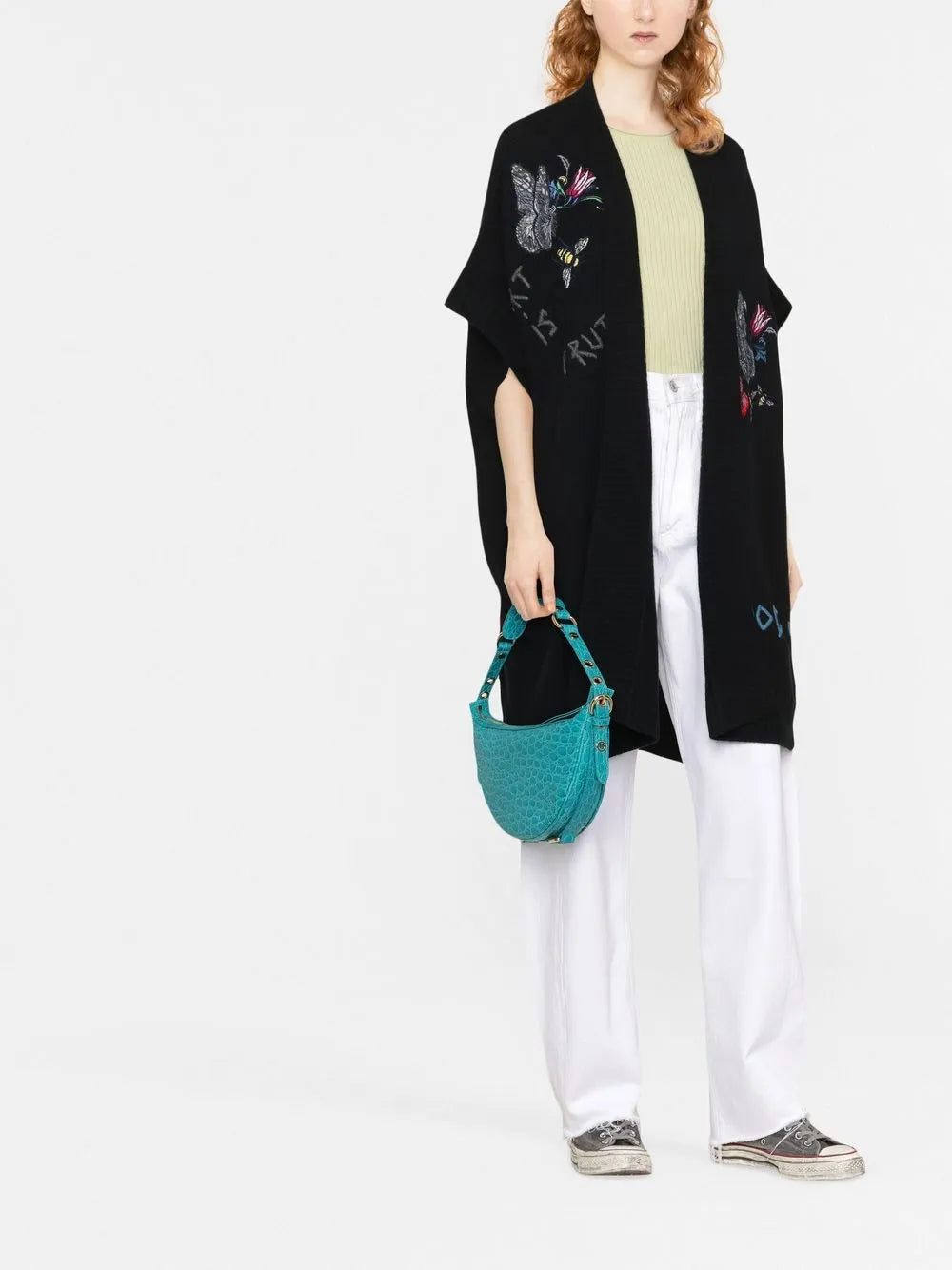Embroidered Motif Cashmere Cardigan