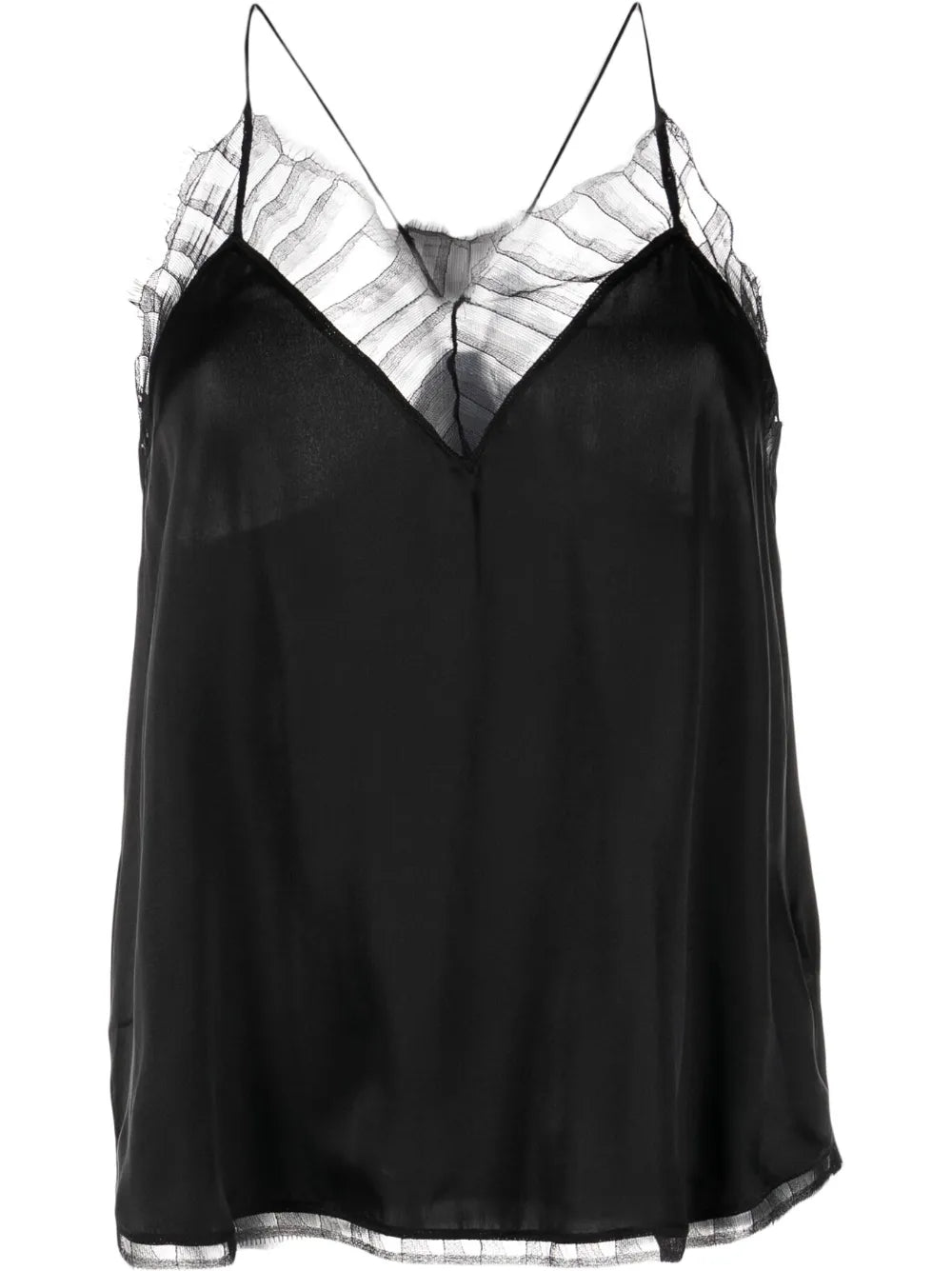 Lace-Embellished Silk Top