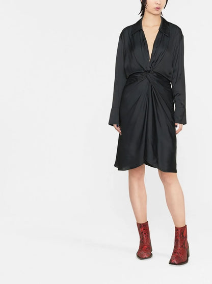 Rozo Twisted V-Neck Midi Dress
