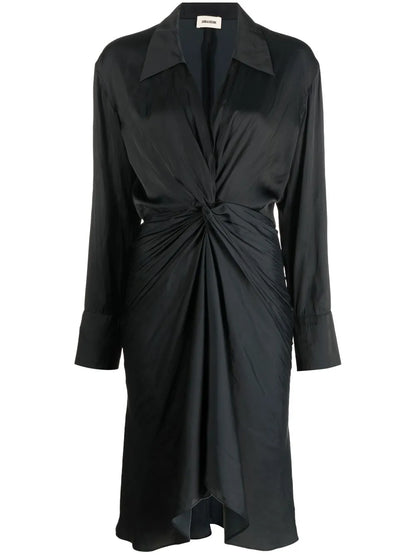 Rozo Twisted V-Neck Midi Dress