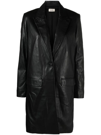 Polished-Finish Single-Breasted Coat