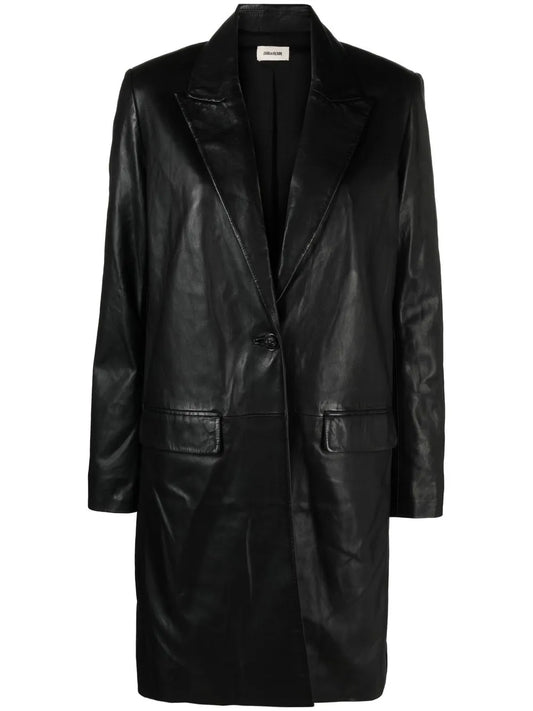 Polished-Finish Single-Breasted Coat