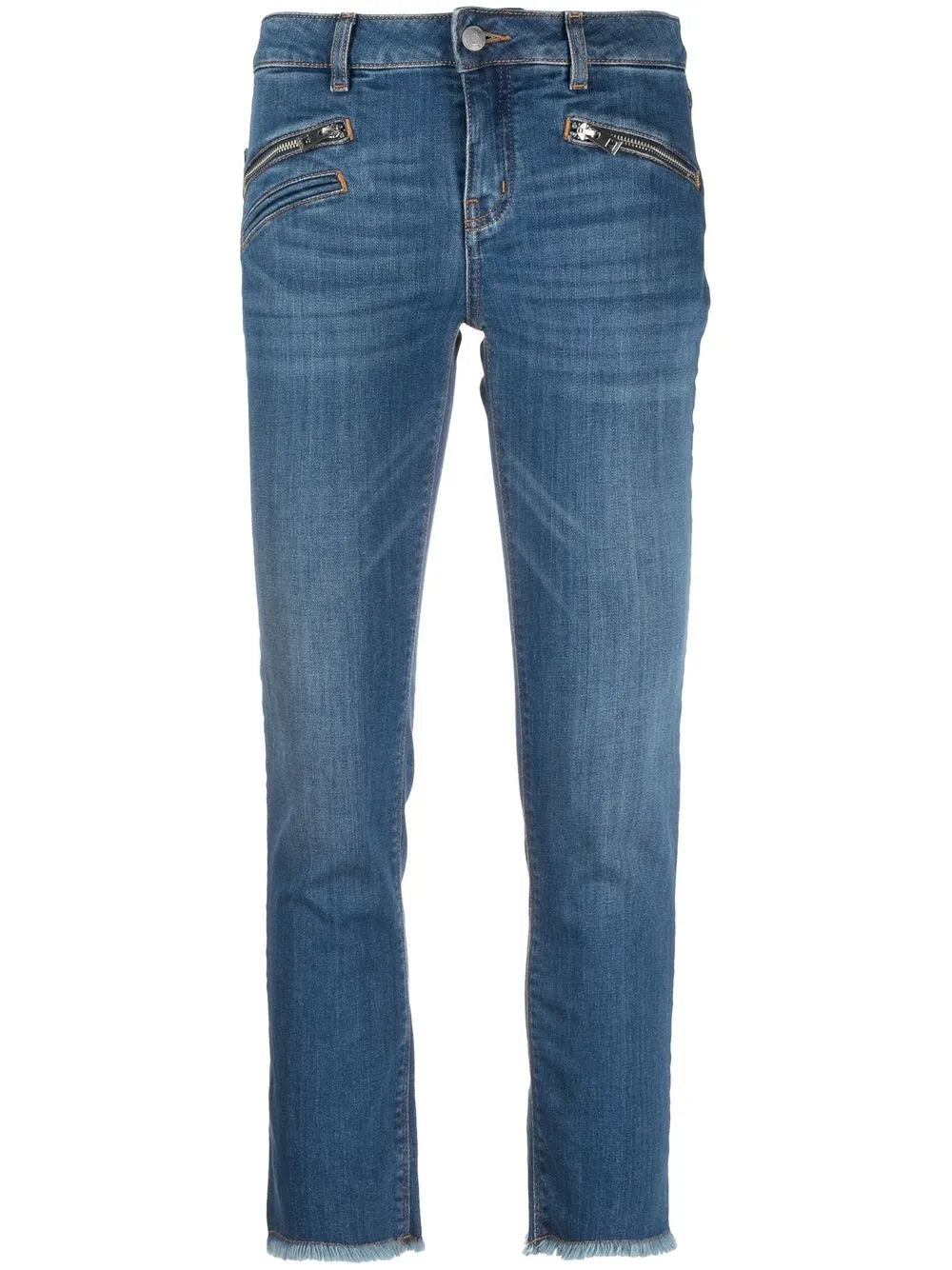 Frayed-Hem Straight-Leg Jeans