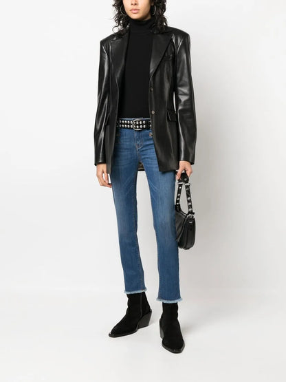 Frayed-Hem Straight-Leg Jeans