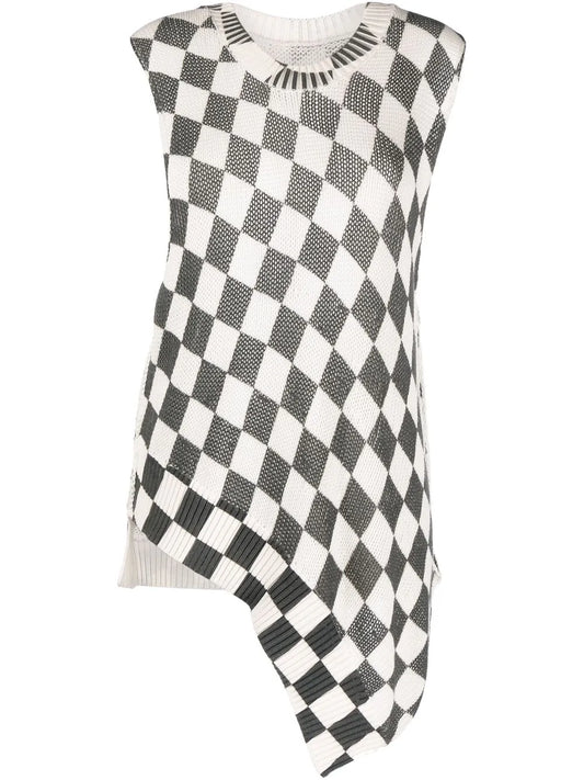 Checkerboard-Print Knitted Top