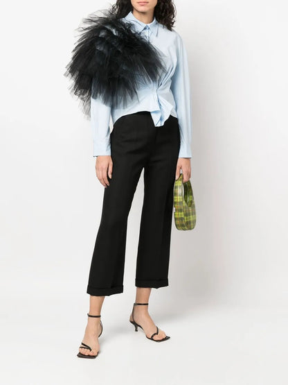 Tulle-Embellished Detail Shirt