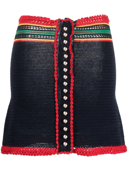 Colour-Block Macramé Miniskirt