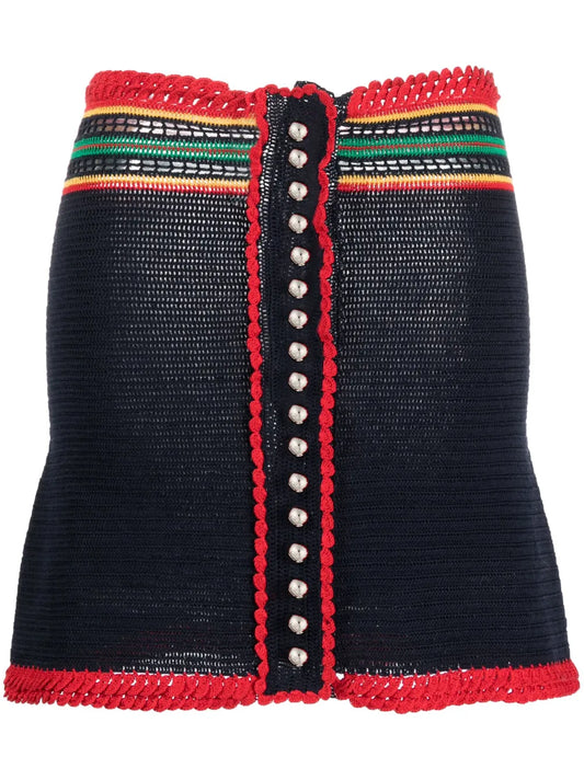 Colour-Block Macramé Miniskirt