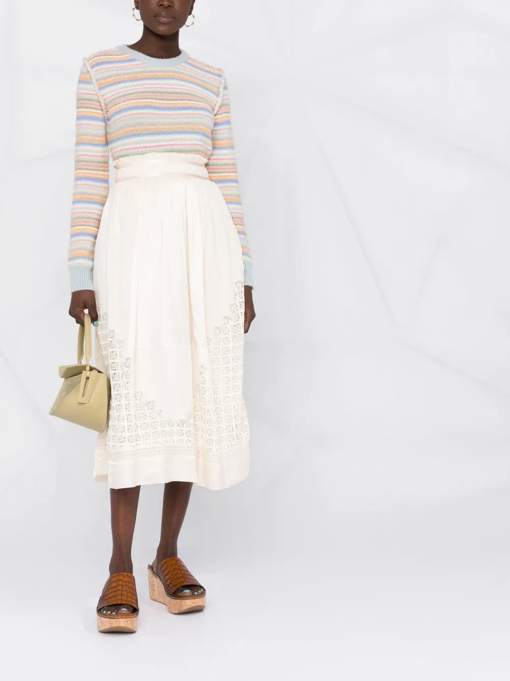 Cadena Lace-Insert Midi Skirt