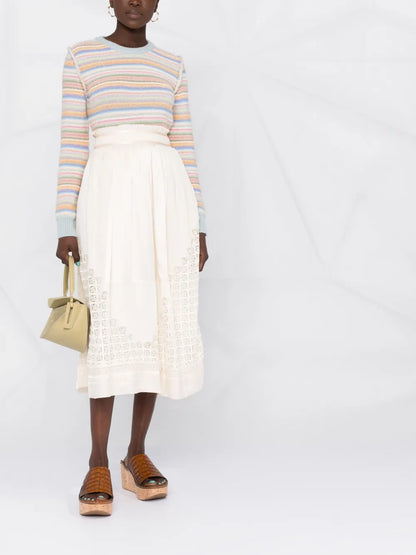 Cadena Lace-Insert Midi Skirt