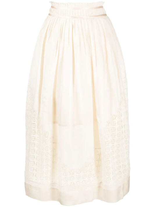 Cadena Lace-Insert Midi Skirt