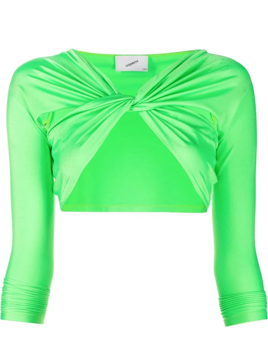 Twist Long-Sleeve Cropped Top