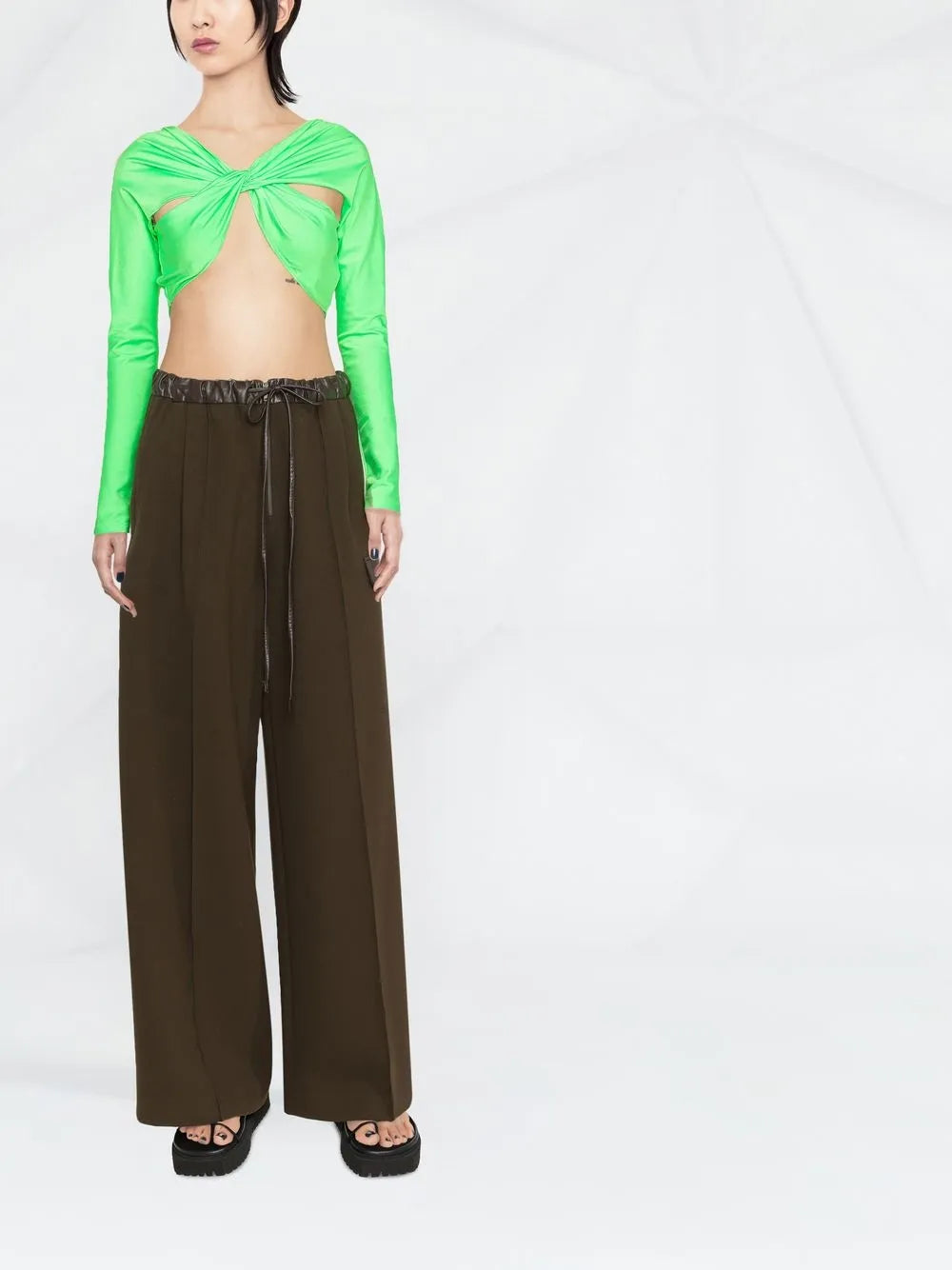 Twist Long-Sleeve Cropped Top