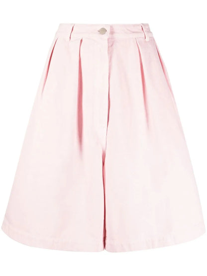 Pleated Denim Shorts