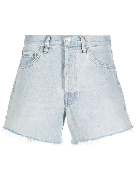 Frayed-Edge Denim Shorts