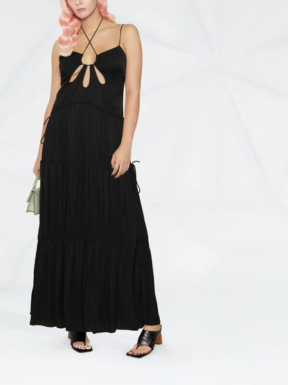 Lina Tiered Pleated Maxi Dress
