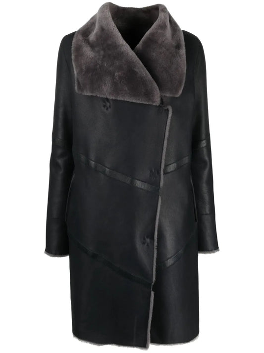 Off-Centre Fastening Fur Coat