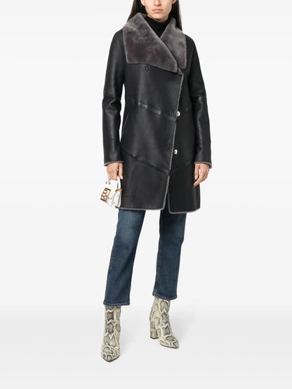 Off-Centre Fastening Fur Coat