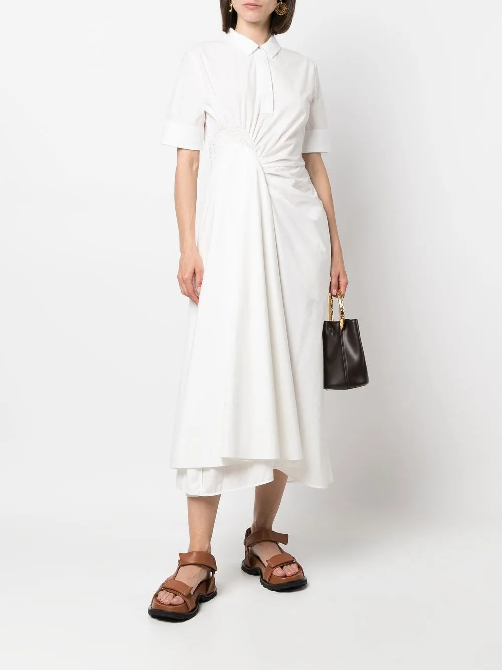 Ruched Shirt Midi Dress