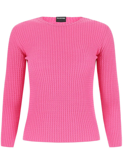 Round-Neck Waffle-Knit Jumper