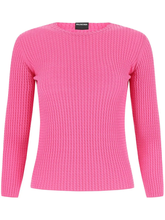 Round-Neck Waffle-Knit Jumper