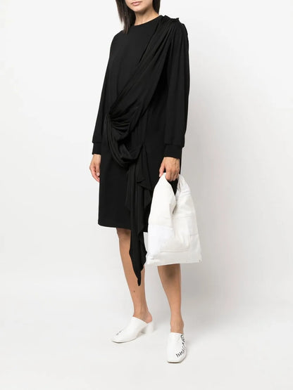 Long-Sleeve Draped Jumper Dress
