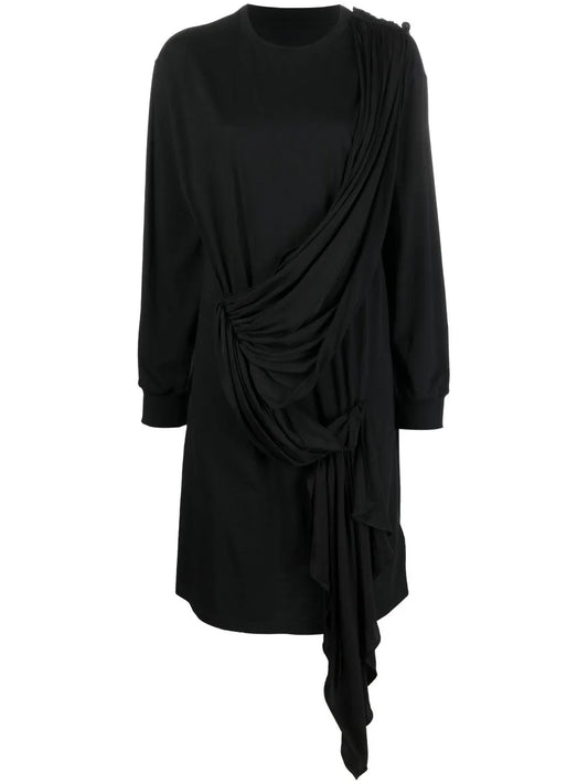 Long-Sleeve Draped Jumper Dress