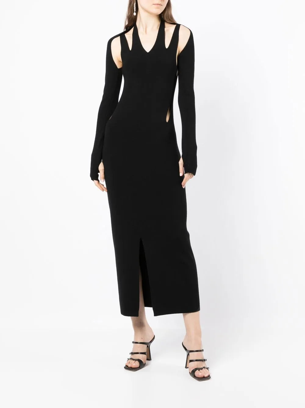Cut Out-Detail Knitted Midi Dress