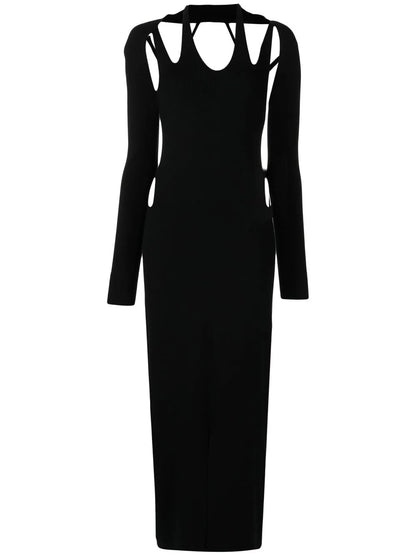 Cut Out-Detail Knitted Midi Dress
