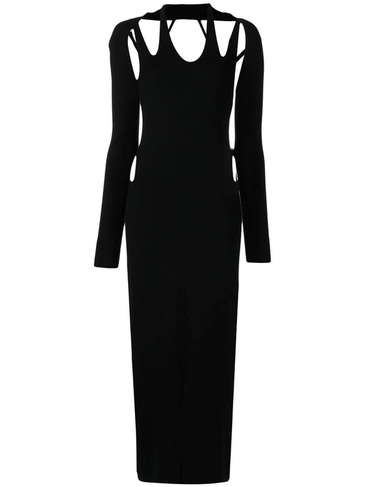 Cut Out-Detail Knitted Midi Dress