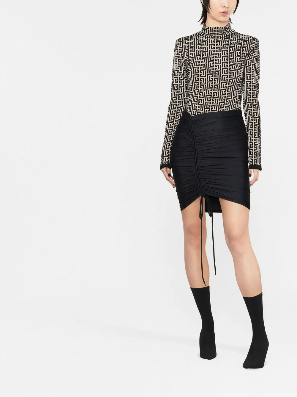Gathered Stretch Mini Skirt