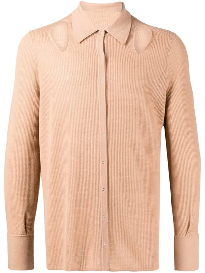 Wool-Blend Rib Pointelle Shirt