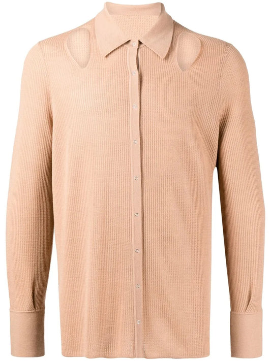 Wool-Blend Rib Pointelle Shirt