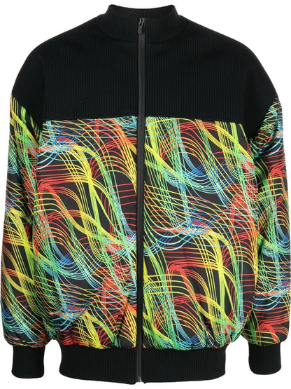 Speed Lines-Print Bomber Jacket