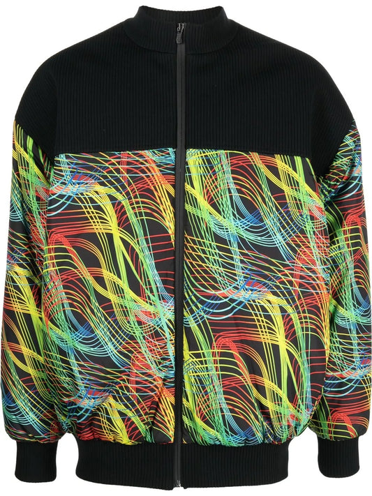 Speed Lines-Print Bomber Jacket