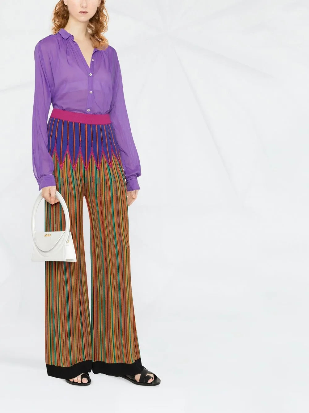 Knitted Abstract-Stripe Trousers
