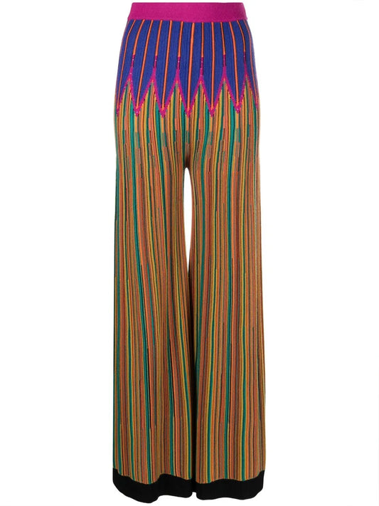 Knitted Abstract-Stripe Trousers